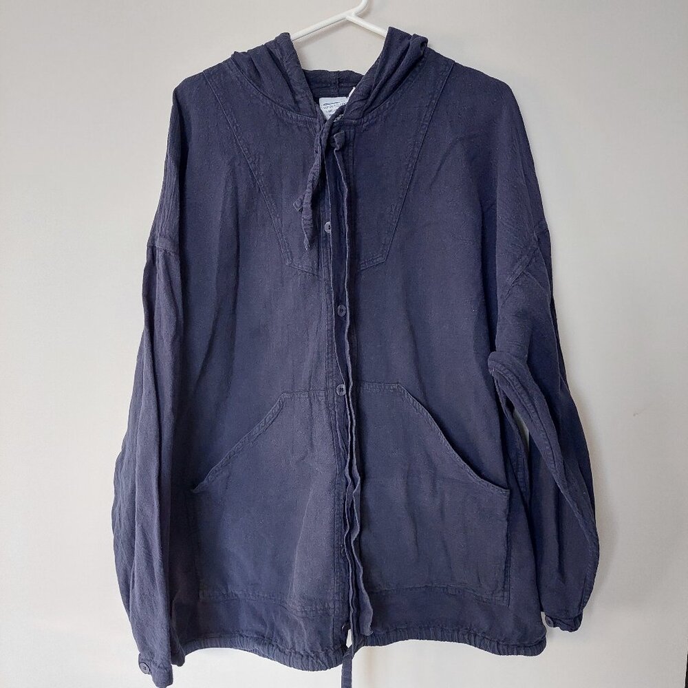 Tilley Endurable Men's 2XL Cotton Button Down Hooded Spring Jacket Navy